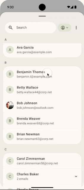 Contacts Picker в Android 17